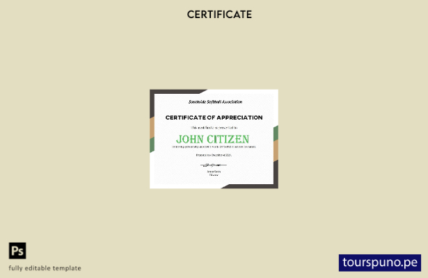Plantilla de certificado de Softbol de EE. UU. lista para imprimir